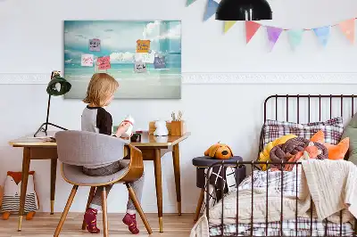 Beschrijfbaar glazen magneetbord met design zeegezicht