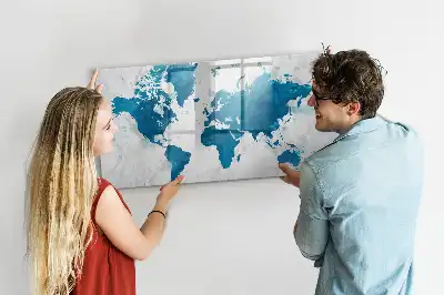 Magnetisch glazen schrijfbord wereldkaart voor notities en foto's
