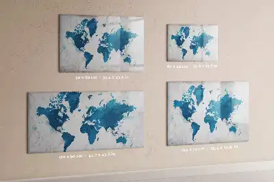 Magnetisch glazen schrijfbord wereldkaart voor notities en foto's