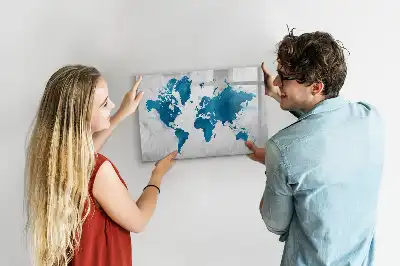 Magnetisch glazen schrijfbord wereldkaart voor notities en foto's