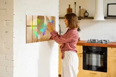 Beschrijfbaar magneetbord van glas met design van een regenboog wereldkaart