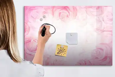 Magnetisch glazen memobord met abstracte rozenprint