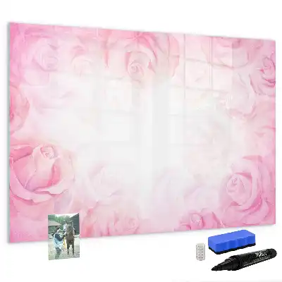 Magnetisch glazen memobord met abstracte rozenprint