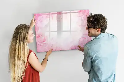 Magnetisch glazen memobord met abstracte rozenprint