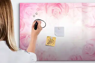 Magnetisch glazen memobord met abstracte rozenprint