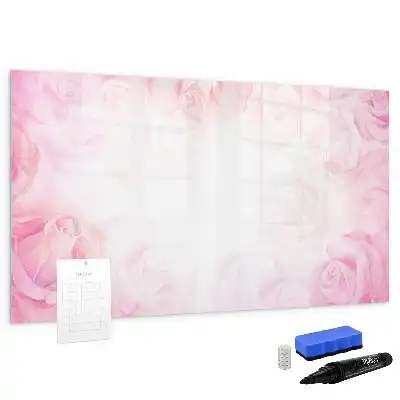 Magnetisch glazen memobord met abstracte rozenprint