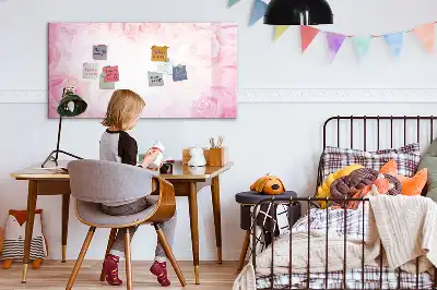 Magnetisch glazen memobord met abstracte rozenprint