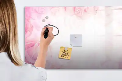 Magnetisch glazen memobord met abstracte rozenprint