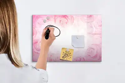 Magnetisch glazen memobord met abstracte rozenprint