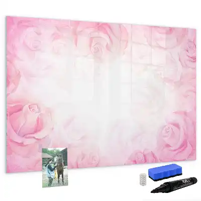 Magnetisch glazen memobord met abstracte rozenprint