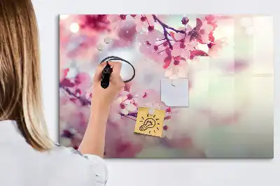 Magnetisch glazen schrijfbord voor notities en foto's met lente bloemen thema