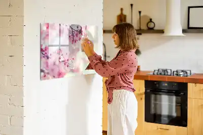 Magnetisch glazen schrijfbord voor notities en foto's met lente bloemen thema
