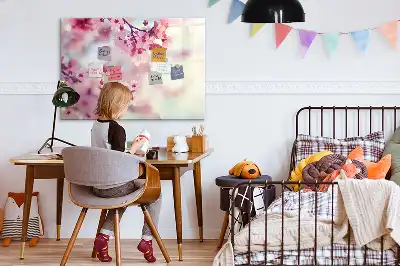 Magnetisch glazen schrijfbord voor notities en foto's met lente bloemen thema