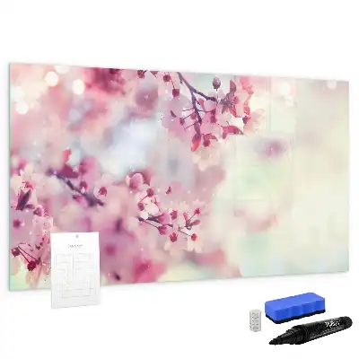 Magnetisch glazen schrijfbord voor notities en foto's met lente bloemen thema