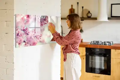 Magnetisch glazen schrijfbord voor notities en foto's met lente bloemen thema