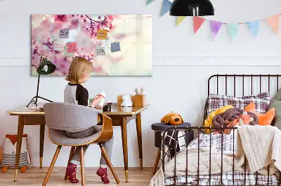 Magnetisch glazen schrijfbord voor notities en foto's met lente bloemen thema