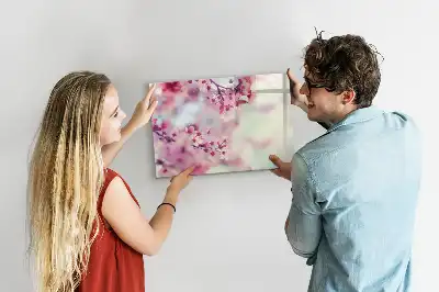 Magnetisch glazen schrijfbord voor notities en foto's met lente bloemen thema