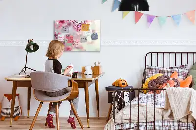 Magnetisch glazen schrijfbord voor notities en foto's met lente bloemen thema