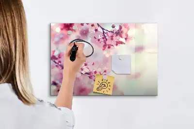 Magnetisch glazen schrijfbord voor notities en foto's met lente bloemen thema