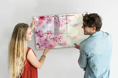 Magnetisch glazen schrijfbord voor notities en foto's met lente bloemen thema