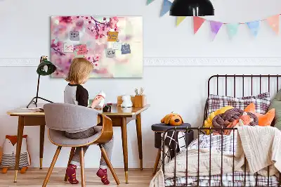 Magnetisch glazen schrijfbord voor notities en foto's met lente bloemen thema