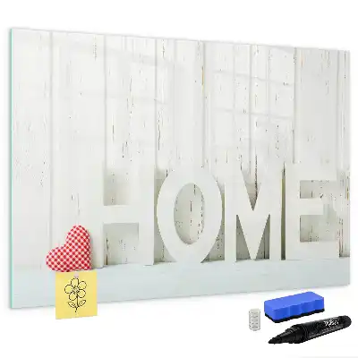 Beschrijfbaar glazen magneetbord met design tekst Thuis