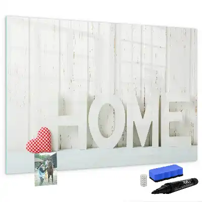 Beschrijfbaar glazen magneetbord met design tekst Thuis
