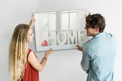 Beschrijfbaar glazen magneetbord met design tekst Thuis
