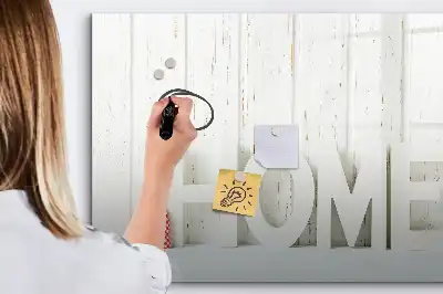 Beschrijfbaar glazen magneetbord met design tekst Thuis