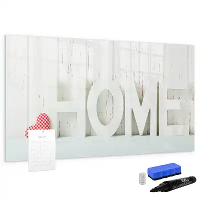 Beschrijfbaar glazen magneetbord met design tekst Thuis