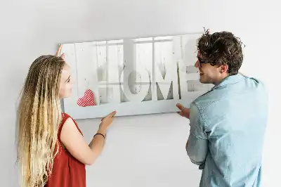 Beschrijfbaar glazen magneetbord met design tekst Thuis