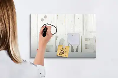 Beschrijfbaar glazen magneetbord met design tekst Thuis