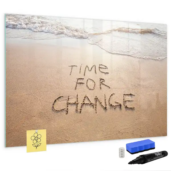 Magnetisch glazen memobord met strand quote