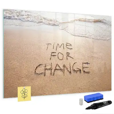 Magnetisch glazen memobord met strand quote