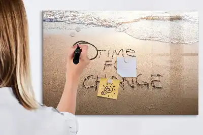 Magnetisch glazen memobord met strand quote