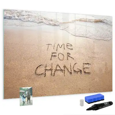 Magnetisch glazen memobord met strand quote