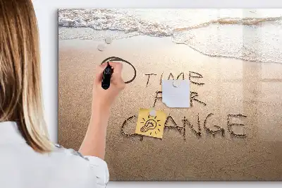 Magnetisch glazen memobord met strand quote