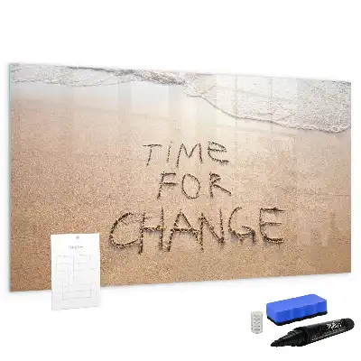 Magnetisch glazen memobord met strand quote