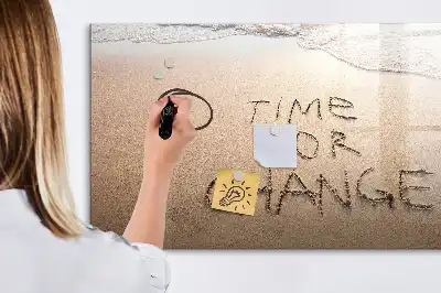 Magnetisch glazen memobord met strand quote