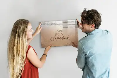 Magnetisch glazen memobord met strand quote