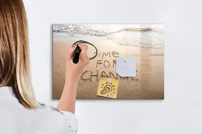 Magnetisch glazen memobord met strand quote