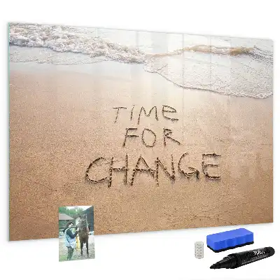Magnetisch glazen memobord met strand quote