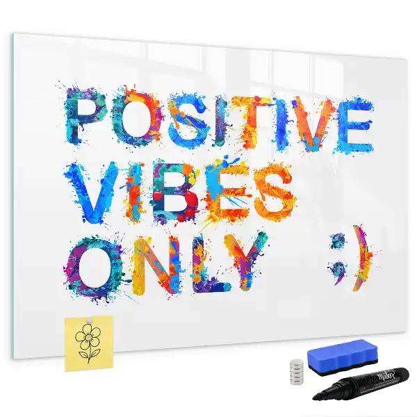 Magnetisch glazen schrijfbord voor notities en foto's met positieve quote