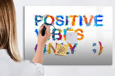 Magnetisch glazen schrijfbord voor notities en foto's met positieve quote