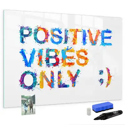 Magnetisch glazen schrijfbord voor notities en foto's met positieve quote