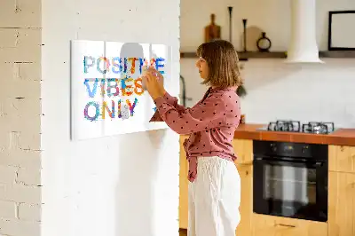 Magnetisch glazen schrijfbord voor notities en foto's met positieve quote