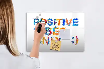 Magnetisch glazen schrijfbord voor notities en foto's met positieve quote