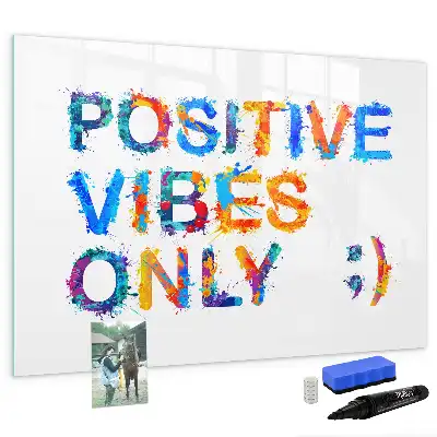 Magnetisch glazen schrijfbord voor notities en foto's met positieve quote