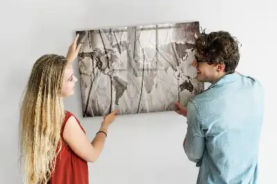 Beschrijfbaar glazen magneetbord met wereldkaart motief