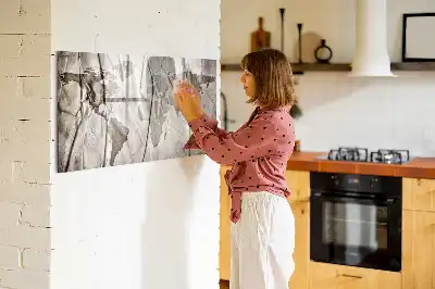 Beschrijfbaar glazen magneetbord met wereldkaart motief